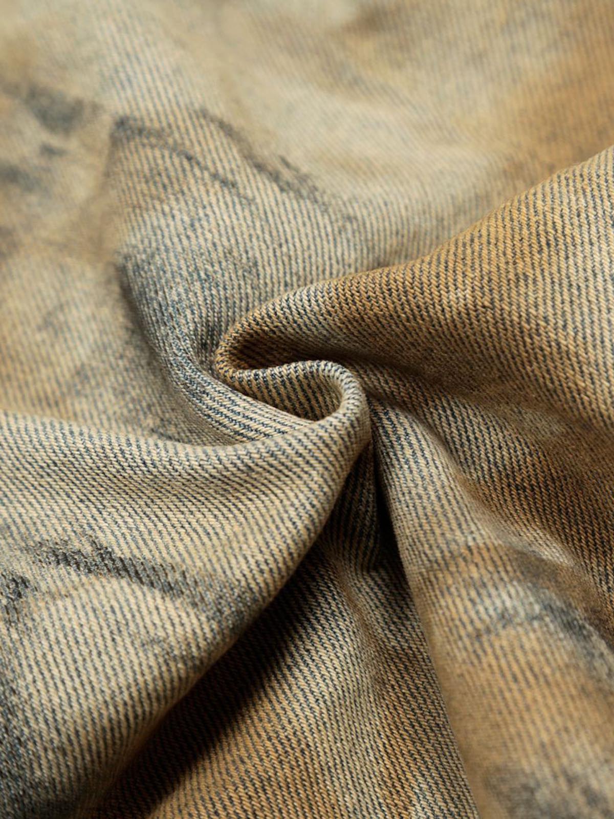 Distressed Tie-Dye Denim Shorts 