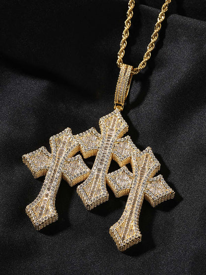 Cross Zircon Pendant Copper Necklace