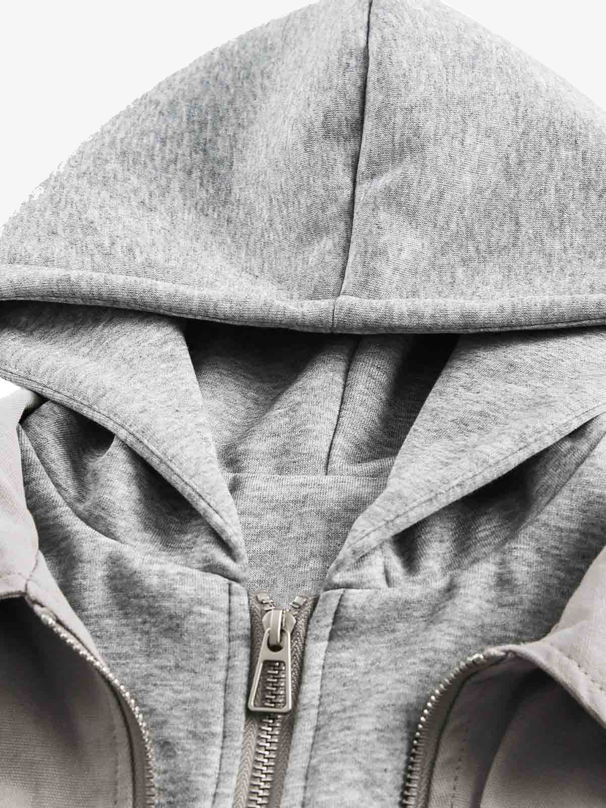 Deconstructed Split Faux Two-Piece Hooded Jacket 