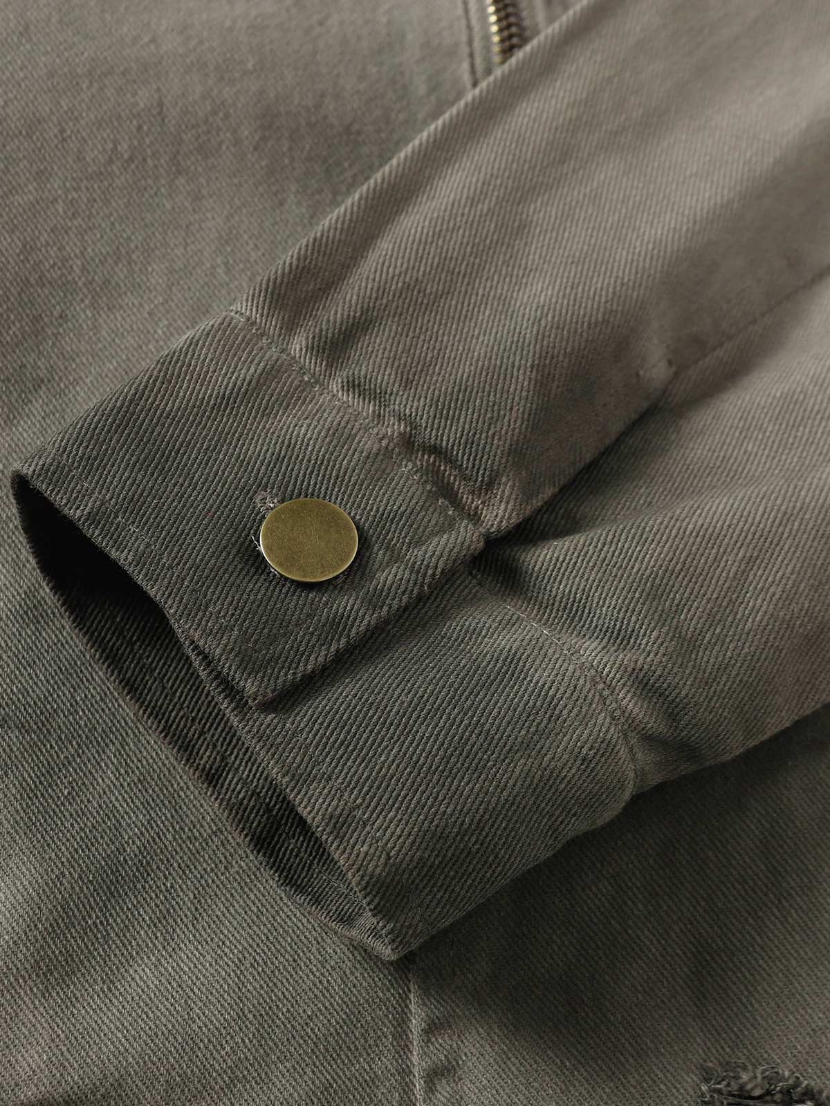 Distressed Irregular Zip Up Denim Jacket 