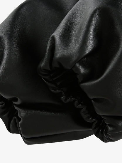 Leather Pink Fur Hooded Quilted Jacket 