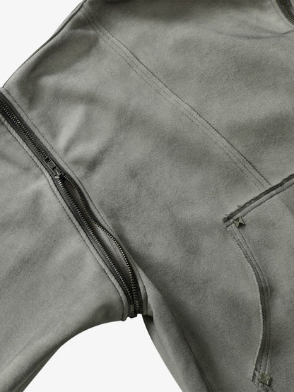 Street Washed Distressed Stitching Rivet Hooded Jacket 