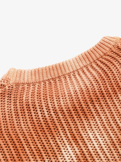 Gradient Ombre Knit  Crew Neck Sweater 