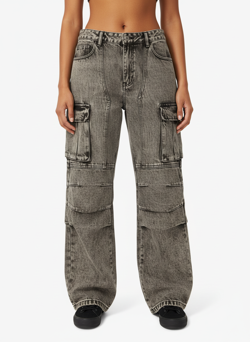 Thesupermade American Street Style Washed Distressed Work Jeans - 2354