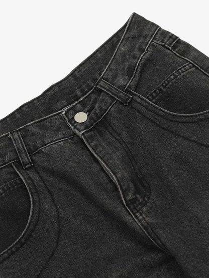 Washed Multi-Pocket Bootcut Jeans 