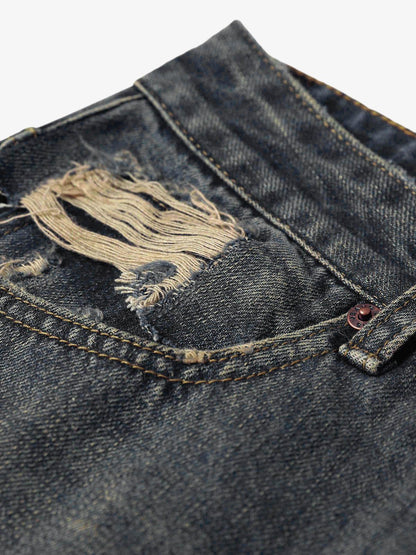 Washed Dirty-Dye Straight Jeans - 2352 