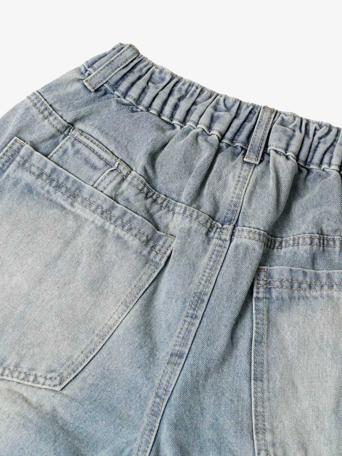 Washed Distressed Deconstructed Split Denim Shorts 