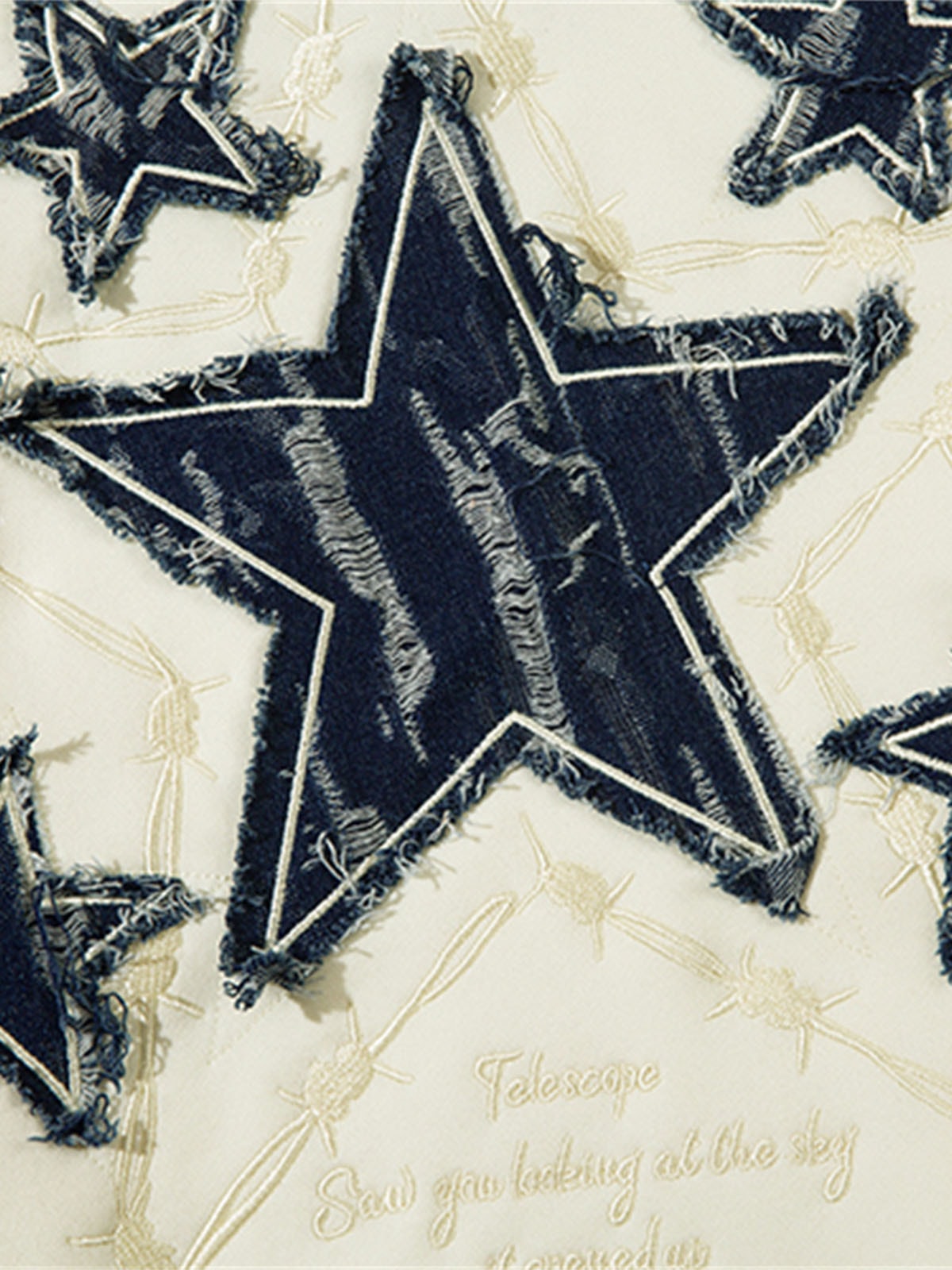 Thesupermade Star Patch Embroidered Hooded Fleece Sweatshirt 