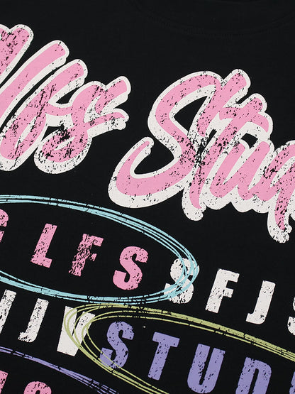 Retro Letter Graphic T-Shirt 