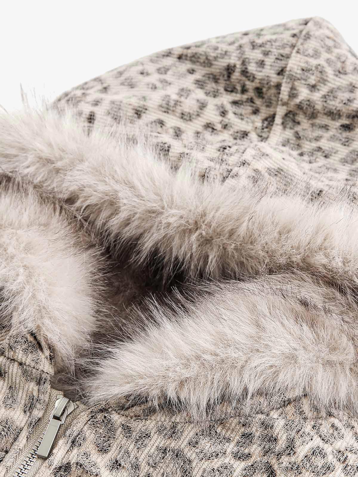 Cheetah Print Mink Fur Hooded Jacket - 2270 