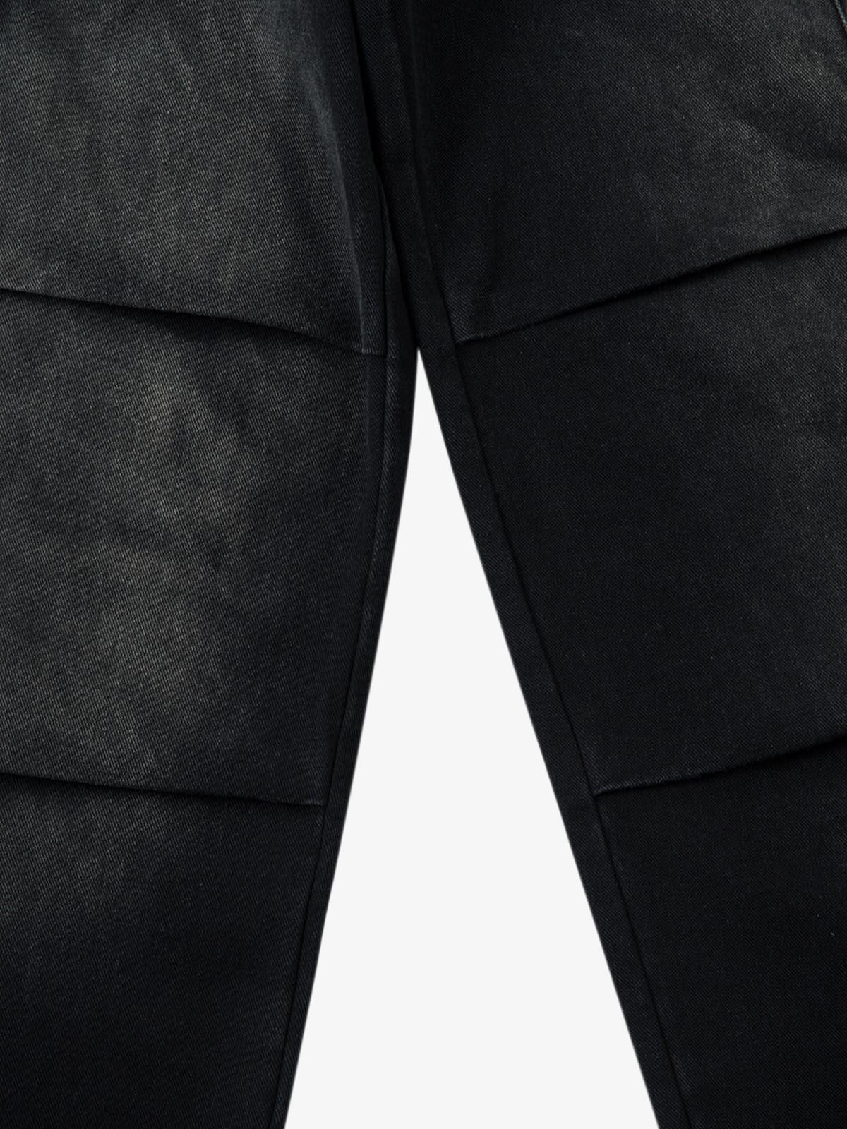 Washed Multi Pocket Drawstring Cargo Jeans 