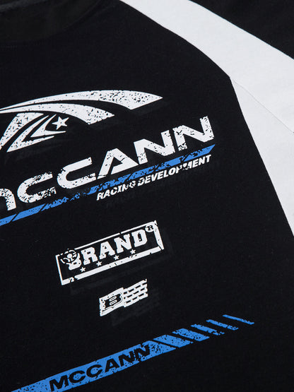 Contrast Color Motorcycle Print T-shirt - 2325 