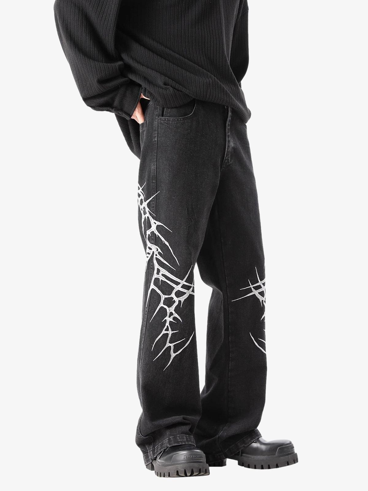 Graphic Embroidered Straight Jeans - 2280 