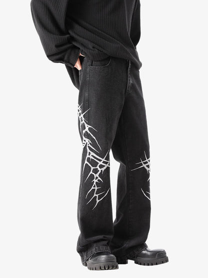 Graphic Embroidered Straight Jeans - 2280 