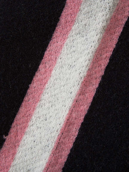 Thesupermade Contrast Color Jacquard Mock Neck Zipper Sweater 