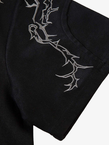 Thorn Embroidery Suede T-Shirt 