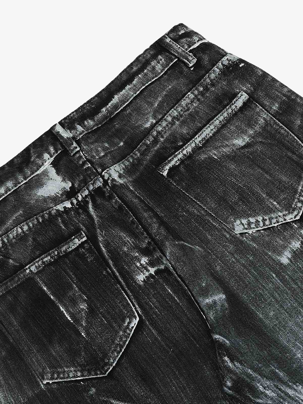 Street Batik Deconstructed Split Jeans 