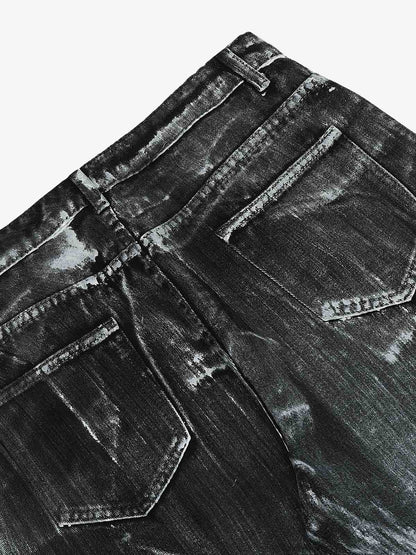 Street Batik Deconstructed Split Jeans 
