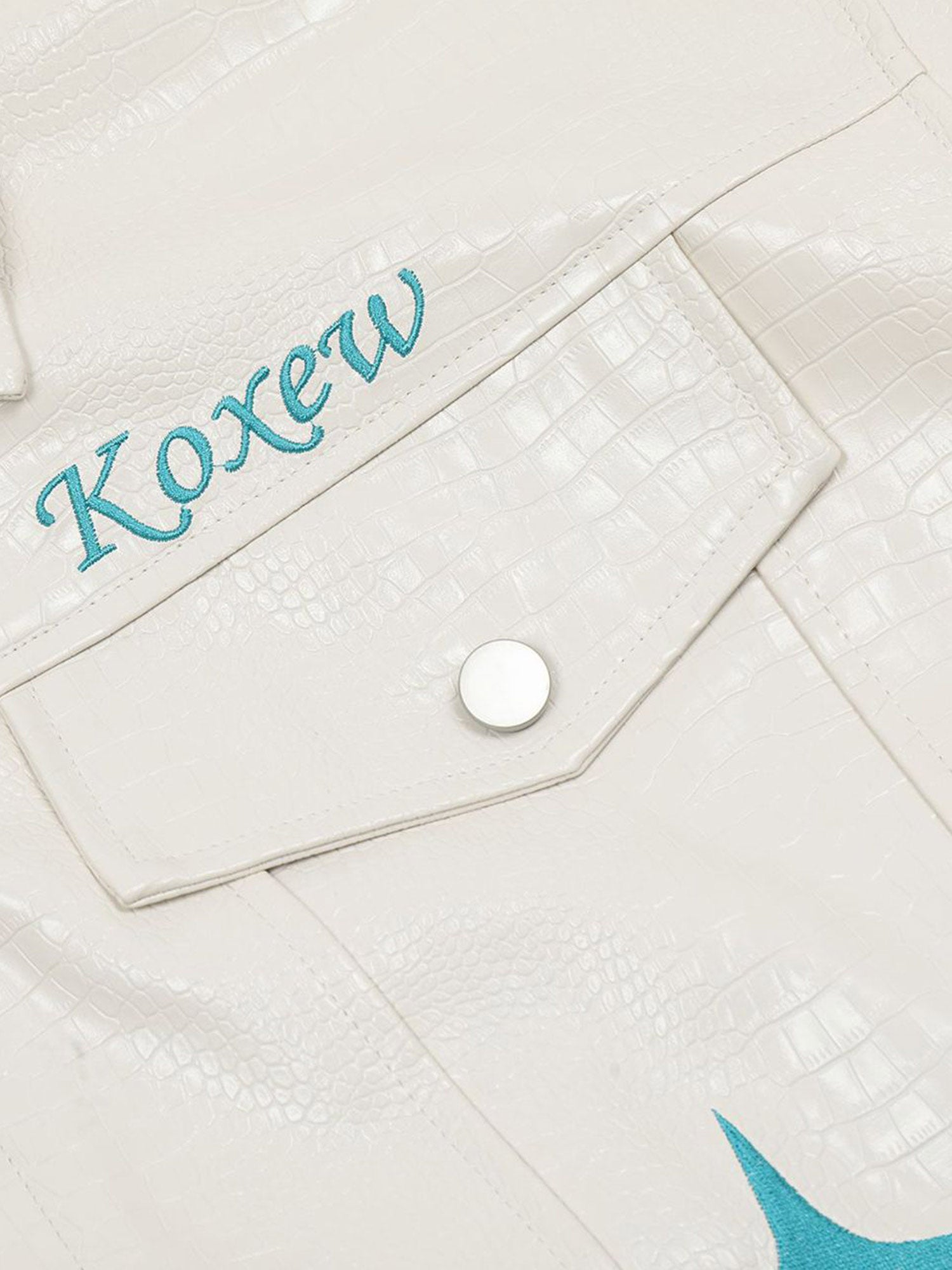 Thesupermade Star Embroidered PU Leather Jacket - 2358 