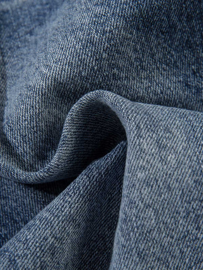 Washed  Print Straight Jeans 