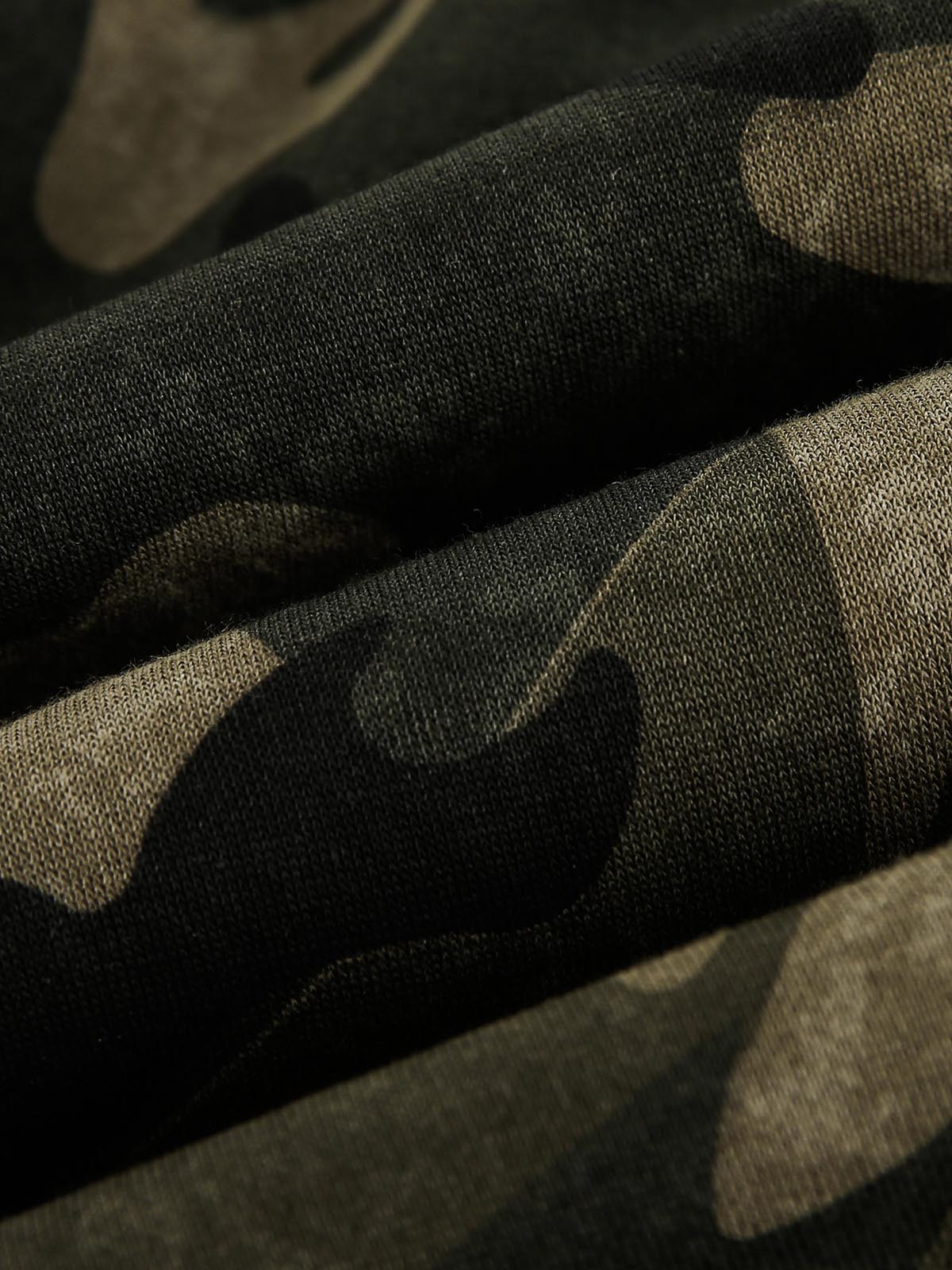 Vintage Camouflage Flame Heart Print Hoodie 