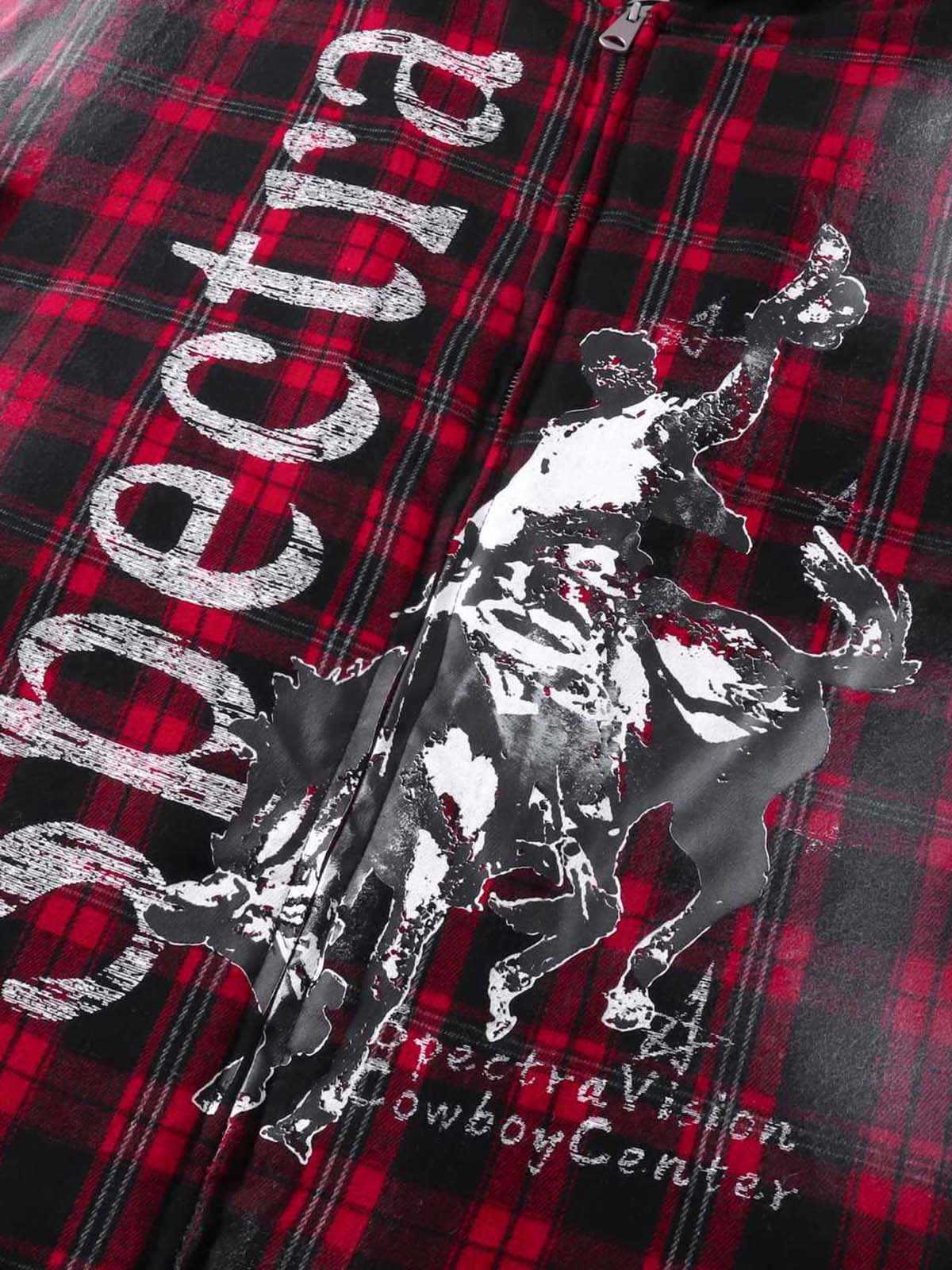 Thesupermade Dark Plaid Hooded Quilted Jacket 