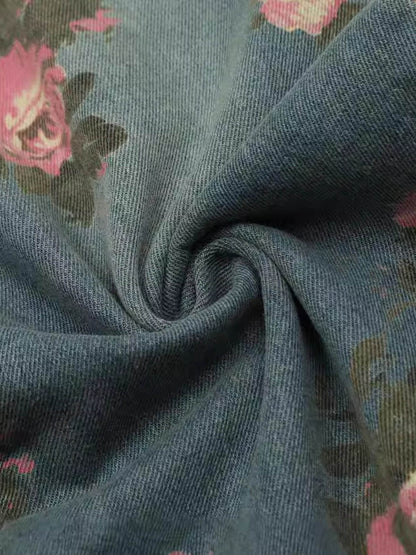 Thesupermade Floral Print Straight Jeans - 2409 