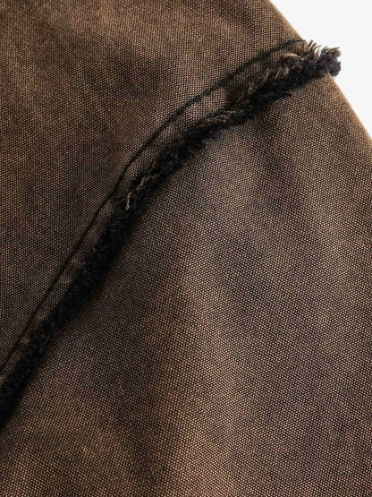 Distressed Washed Rivet Hooded Denim Sweatshirt 