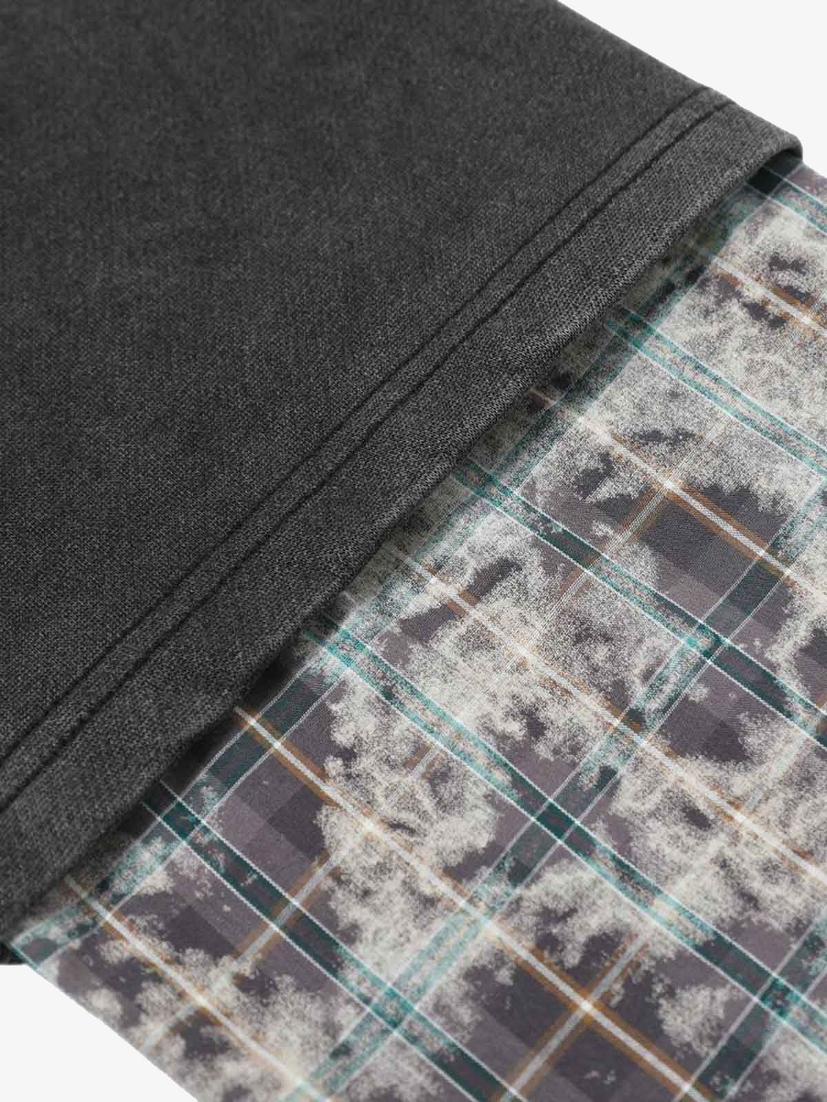 Washed Faux Two-Piece Racing Long Sleeve T-shirt 