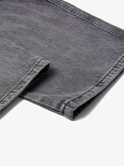 Washed Distressed Multi-Pocket Cargo Jeans 