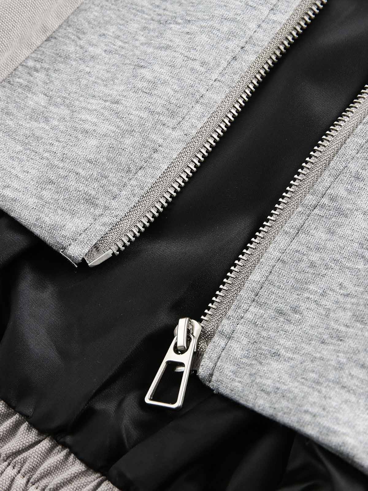 Deconstructed Split Faux Two-Piece Hooded Jacket 