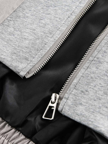 Deconstructed Split Faux Two-Piece Hooded Jacket 
