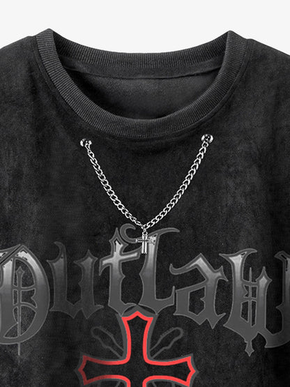 Thesupermade Cross Chain Suede Street Rap Sleeveless Vest 