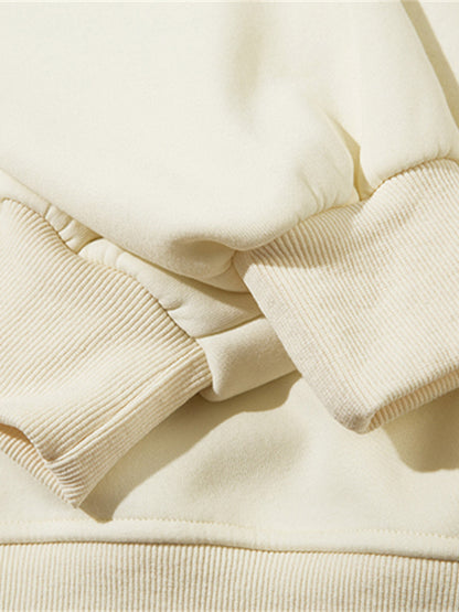 Thesupermade Star Patch Embroidered Hooded Fleece Sweatshirt 