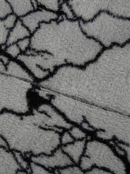 Thesupermade Lightning Graphic Imitation Mink Fur Zip Up Sweater 