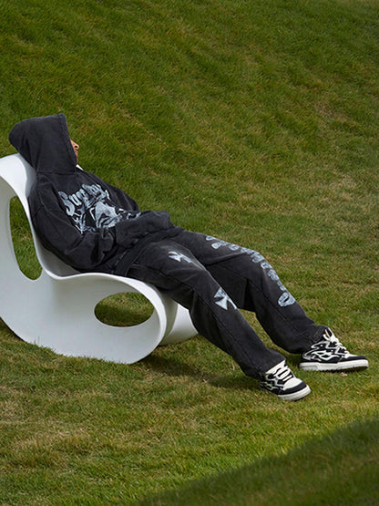 Thesupermade Heavy Washed Jesus Graphic Hoodie - 1973 