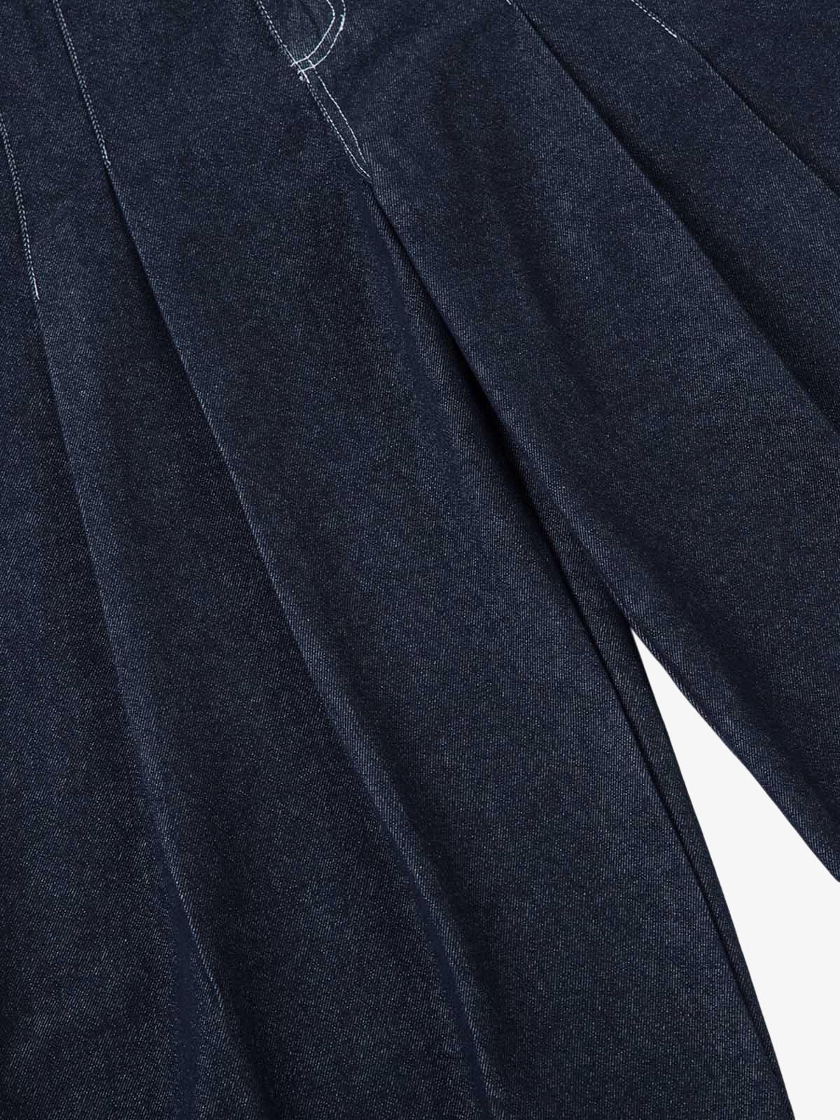 Deconstructed Contrast Stitching Pleated Baggy Barrel Jeans - 2343 