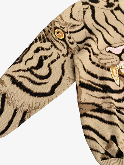 Tiger Crew Neck Knitted Sweater 
