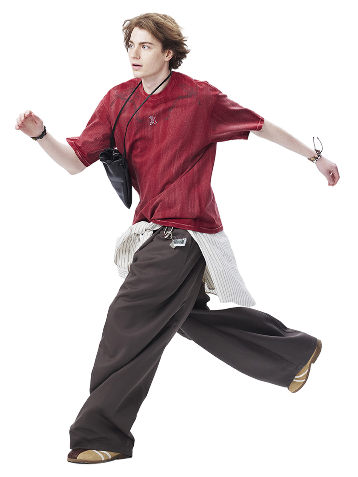 Distressed Embroidered Letter T-Shirt 