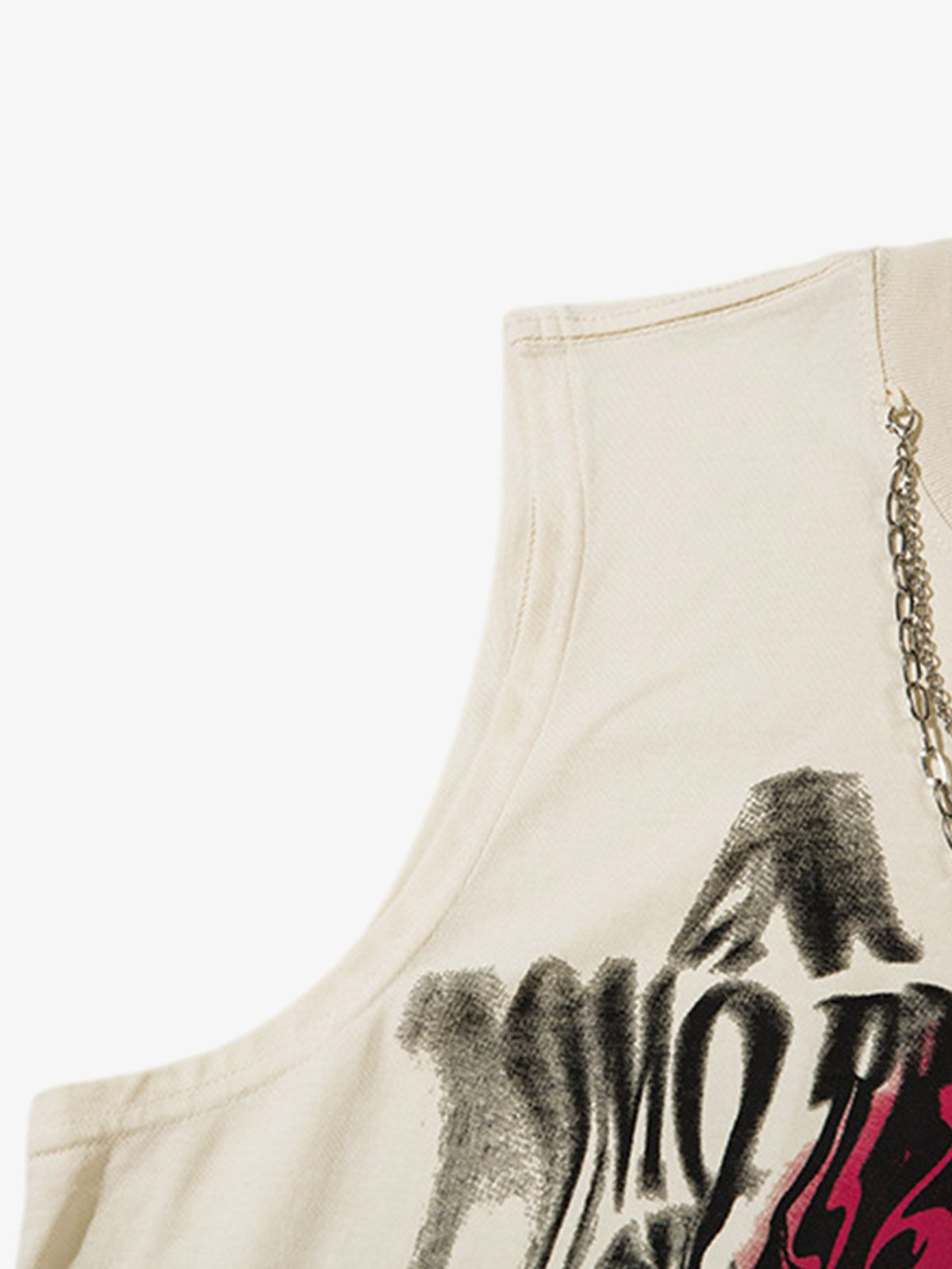 Street Necklace Graffiti Spray-Painted Vest 