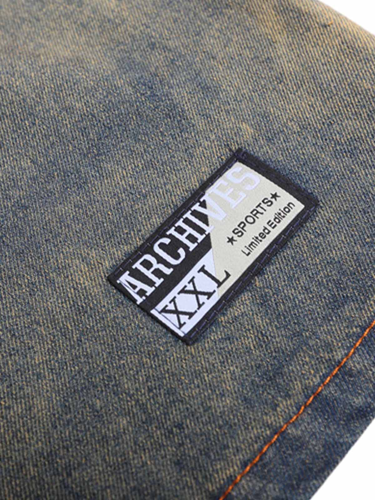 Vintage Distressed Washed Gradient Denim T-shirt 