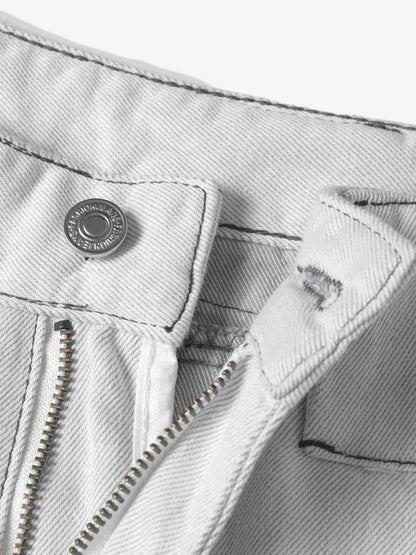 Deconstructed Split Contrast Stitching Scimitar Jorts 