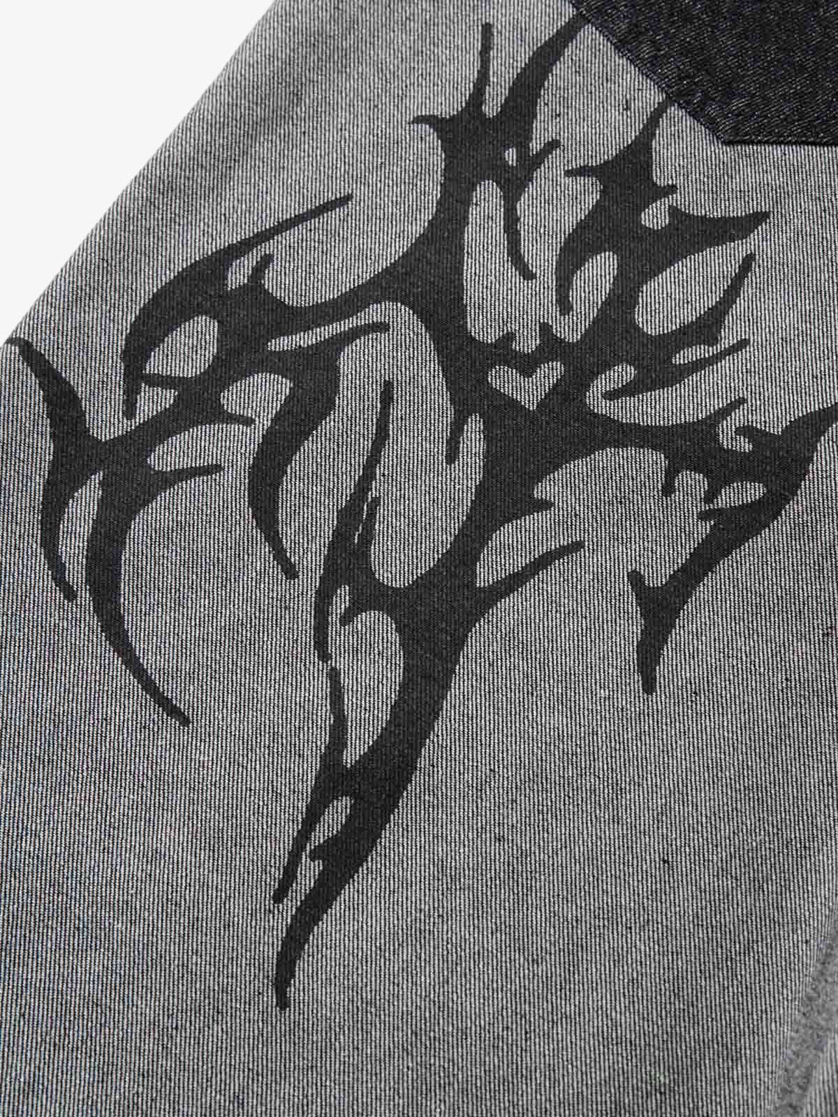 Tribal Flame Print Baggy Jeans 