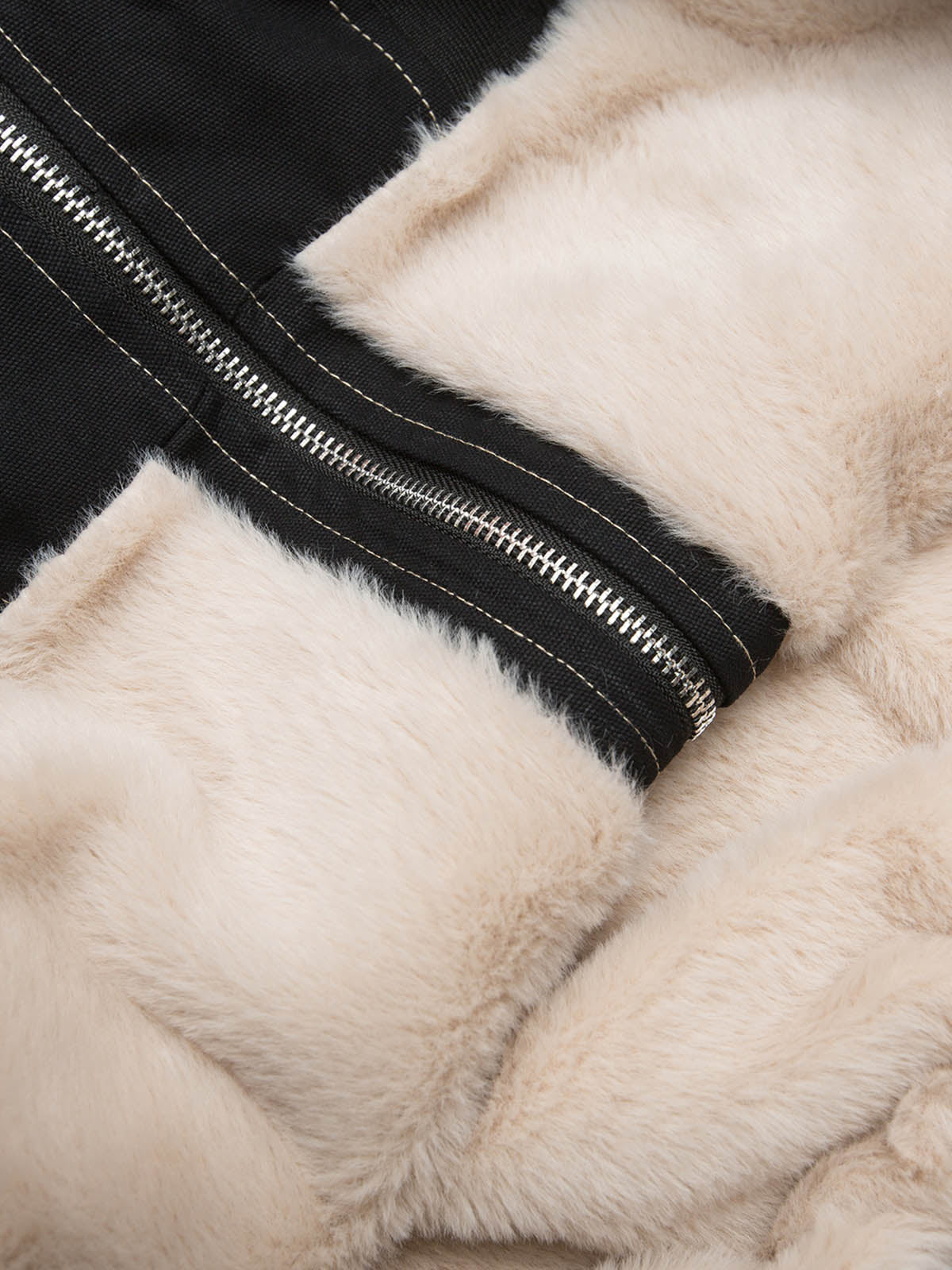 Fur Lined Zip Up Hooded Bomber Jacket 