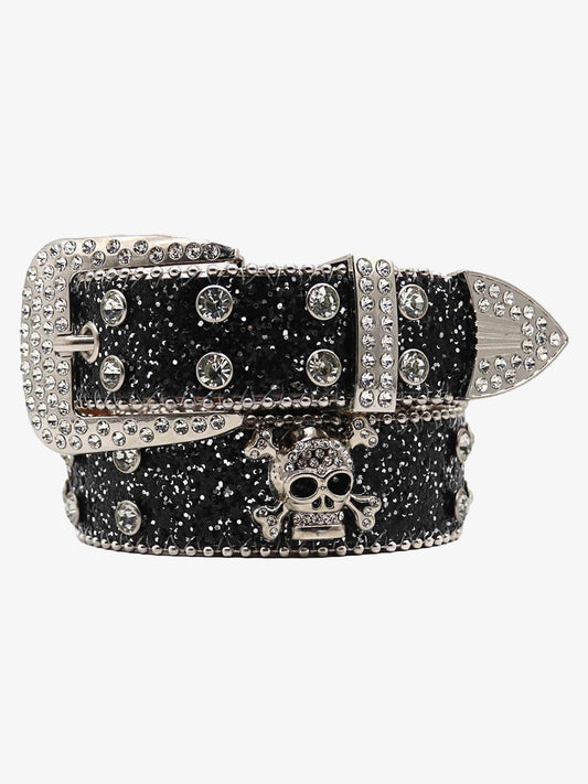 Thesupermade Rhinestone Skull Belt - 1668