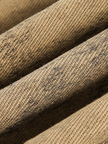 Distressed  Double-layer Collar Workwear Jacket 