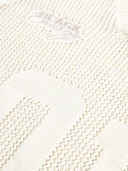 Vintage Ripped Long Sleeve Knitted Jersey V-Neck Sweater 