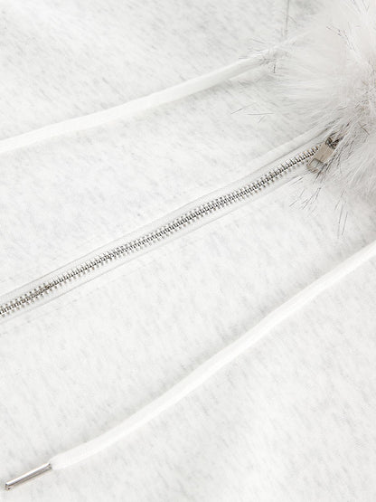 Fur Collar Stitching Cardigan Hoodie 