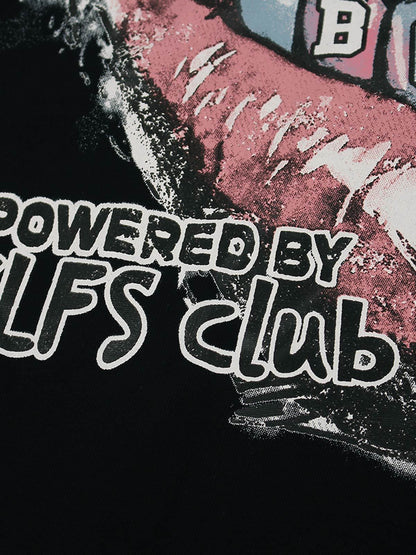 Retro Letter Lip Graphic T-Shirt 