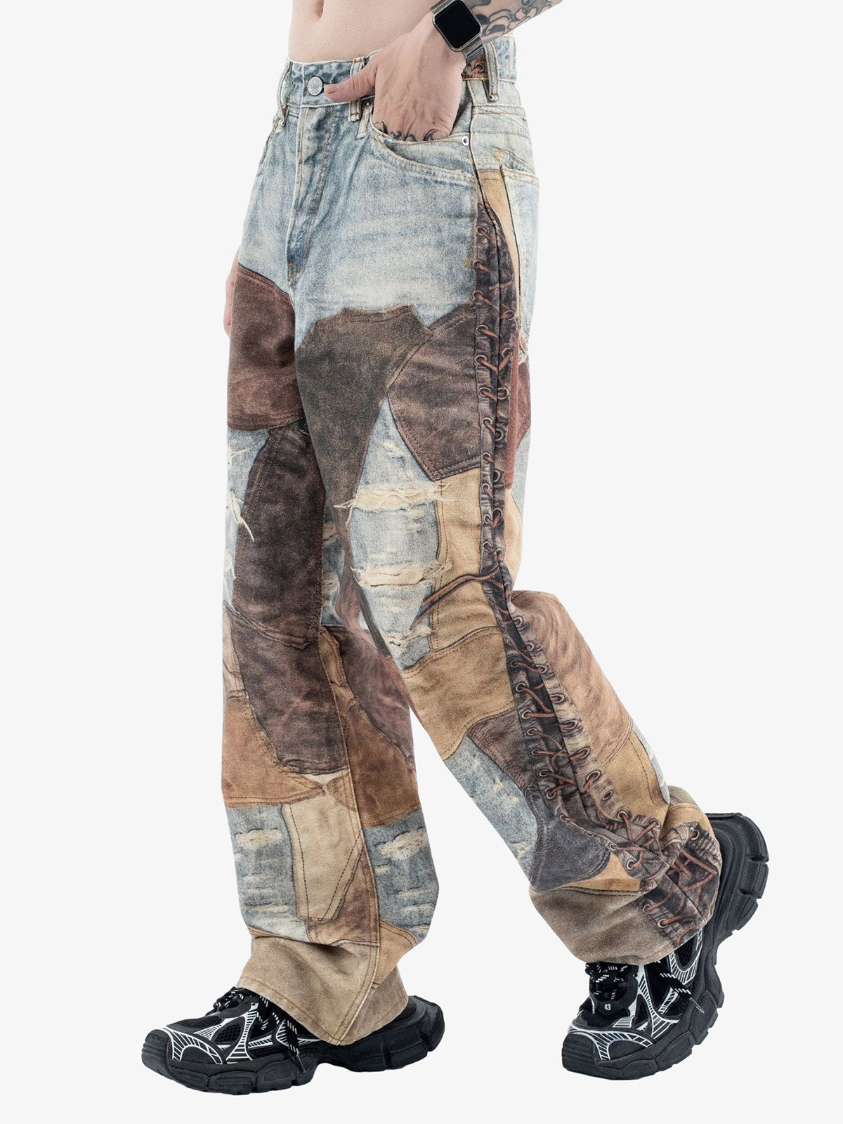 Thesupermade High Street Distressed Washed Printed Jeans - 2246 